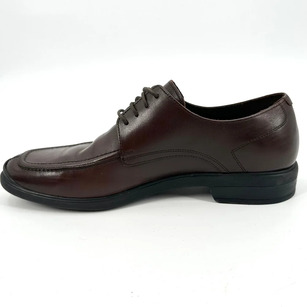 Cole Haan Mens Dark Brown Leather Apron Toe Derby Dress Shoes Size 11 M